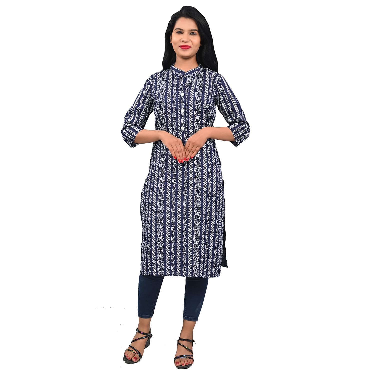 ROFIT WOMEN NAVYBLUE PRINTED KURTI